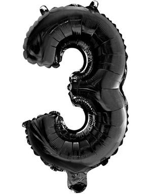 Tallet 3 - Svart 41 cm Liten Folieballong
