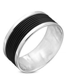 Infinity - Sølvfarget Ring i Kirurgisk Stål Med gummiriller
