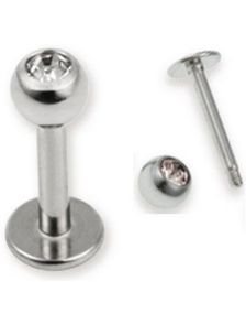 Labret with Single Clear Stone - 1.2 x 8 mm 