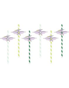 6 stk Stripete Papirsugerør 19,5 cm - Dino Party