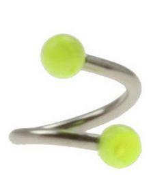 Curve Øyenbrynspiercing med Gule Kuler - 1.2 x 8 mm