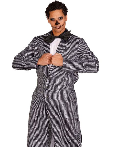 Pinstriped Tux - Stripete Svart og Hvit Jumpsuit Kostyme til Herre