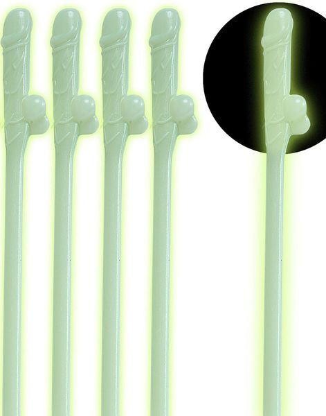 6 stk Gjenbrukbare Penis Glow in the Dark Sugerør