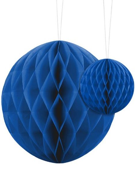 Blå Honeycomb Ball VELG STØRRELSE 10-20 cm