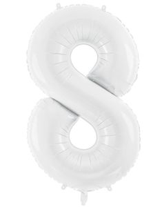 Tallet 8 - Hvit JUMBO Folieballong 86 cm