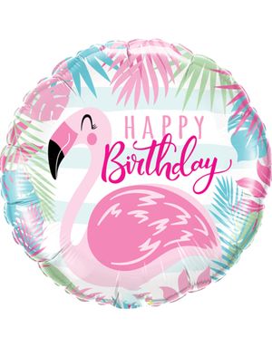 Happy Birthday Folieballong med Flamingo Motiv 46 cm
