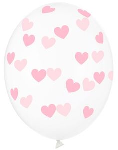 6 stk 30 cm Klare Ballonger med Lys Rosa Hjerter