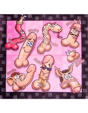 10 stk Servietter med Forskjellige Penis-Motiver 33x33 cm