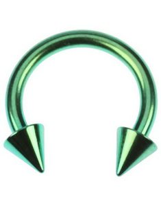 Rund Grønn Øyenbrynspiercing med Spike Kuler - 1,6 x 10 mm