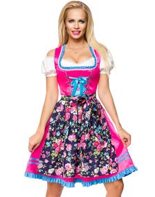 Rosa Dirndl Oktoberfest Korsettkjole i Luksuskvalitet med Forkle