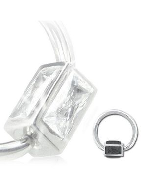 BCR Piercing med Firkantet Svart Sten - 1.2 mm x 12 mm