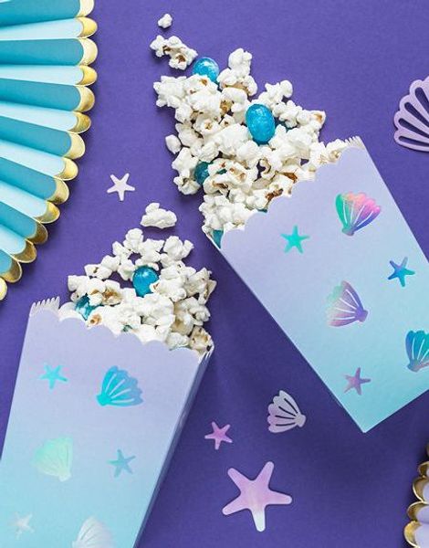 6 stk Ombre Popcornbegere med Iriserende Sjømotiv