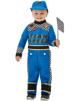 Komplett Racing Babykostyme - Med Jumpsuit, Caps og Flagg