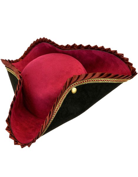 Delux Burgunder Pirat / Tricorn Hatt