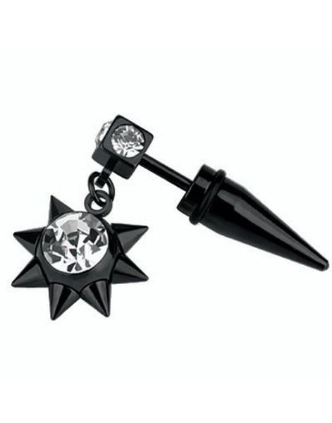 Hanging Diamond Star - Svart Fake Piercing