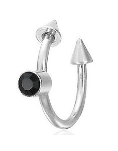 Øyenbrynspiercing med Spike Kuler & Svart Sten - 1,2 x 10 mm