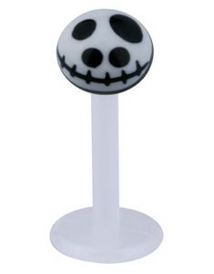 Labret with Jack Skellington Head - Hvit/Svart - Strl 1,2x8x4mm