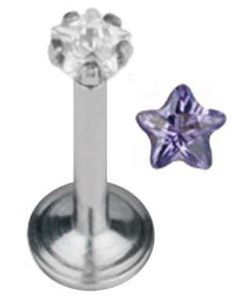 Labrett Piercing med Stjerneformet Lilla Sten