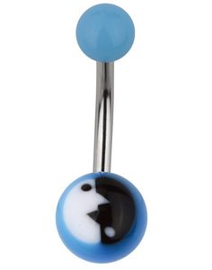 Modern Yin Yang Navlepiercing i Blå/Svart/Hvit