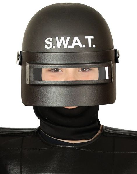 Svart S.W.A.T. Hjelm med Visir