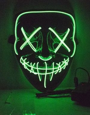 Svart El Wire Purge Maske med Grønn og Blå LED-Lys