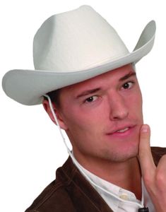 Hvit Cowboyhatt med Snor