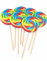 18 stk Rainbow Swirl Pops - Runde Regnbuefargede Kjærligheter på Pinne - Candy Realms - Hel Eske 1,44 kg