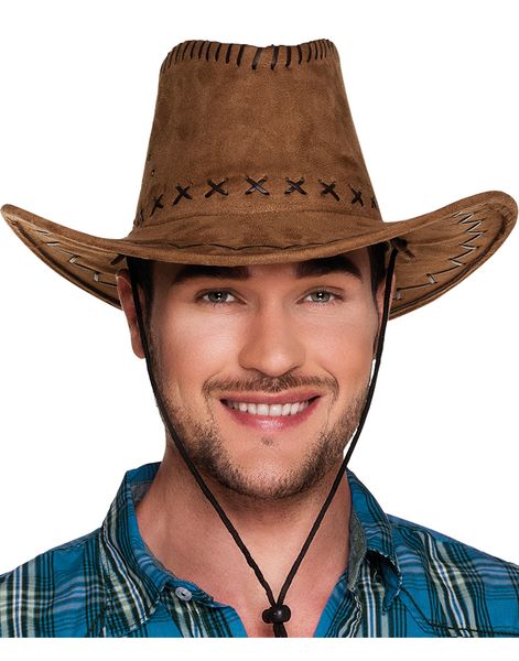 Skinnimitert Brun Cowboyhatt med Snor