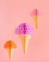 3 stk Pastellfarget Iskrem Honeycomb 20-30 cm