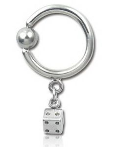 BCR Piercing med Hengende Terning - 1.6 x 12 mm