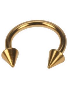 Rund Gullfarget Øyenbrynspiercing med Spike Kuler - 1,2 x 8 mm