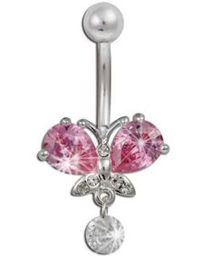 Jungle Butterfly Navlepiercing - Rosa