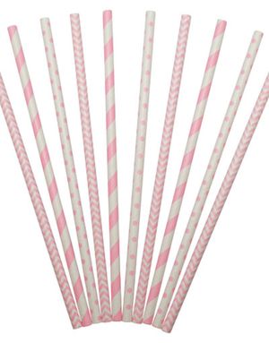 24 stk Lys Rosa Papirsugerør