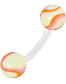 Candy Storm - Kremhvit og Orange Navlepiercing av Bioplast