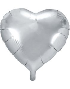 Stor Hjerteformet Sølvfarget Folieballong 61 cm