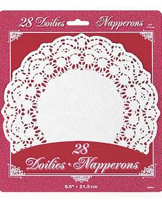 28 stk Hvite Fatpapir/Kakeservietter 21,5 cm