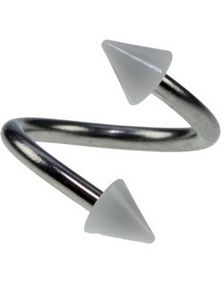 Curve Øyenbrynspiercing med Hvite Spikes - 1.2 x 8 mm