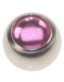 Stålkule med Rosa Perle Stein - 6 mm Kule til 1,6 mm Stang