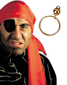 Pirat Øyelapp og Clip-on Øredobb med Ring