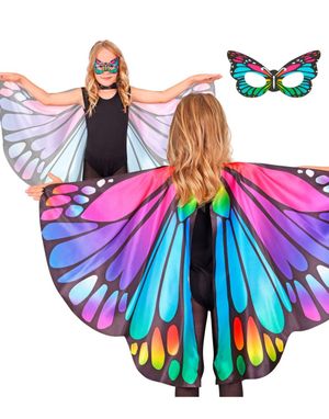 Lilla/Rosa Sommerfuglvinger og Øyemaske til Barn