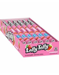 24 stk. Wonka Laffy Taffy Strawberry - Karamellstang med Jordbærsmak - Hel Eske 551 gram (USA Import)
