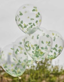 5 stk 30 cm Klare Ballonger med Bladkonfetti - Let's Go Wild