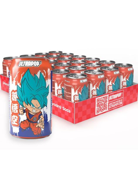 24 stk Goku Strawberry & Banana Soda - Brus med Jordbær- og Banansmak - ULTRAPOP - Helt Brett 24x330 ml (Japan)