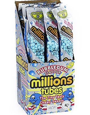 12 stk Millions Godteri-Tube med Tyggegummismak - Hel Eske