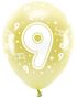 9 Tall - 6 stk Lys Metallisk Gull Tallballonger 33 cm - ECO Ballonger