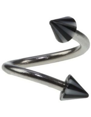 Curve Øyenbrynspiercing med Svart og Hvit Spikes - 1.2 x 8 mm