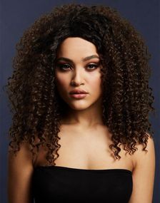 Lizzo Deluxe Wig - Kan Styles! - Mørk Brun Afro Parykk