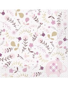 16 stk Baby Pink Elephant 2-Lags Servietter 33x33 cm 