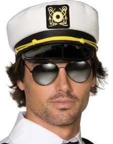 Svart og Hvit Kapteinhatt - Sailor/Matroshatt