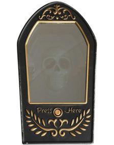 Dørvokter med Hodeskalle, Evighetsspeil, Lys og Lyd 11x19 cm